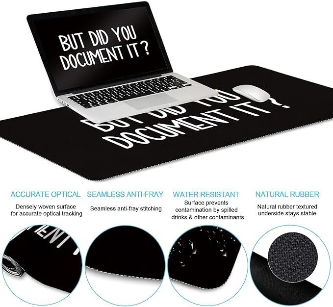 LIMKRIAN Black Mouse Pad Large Desk Mat Set, Funny Mouse Pad - Image 3