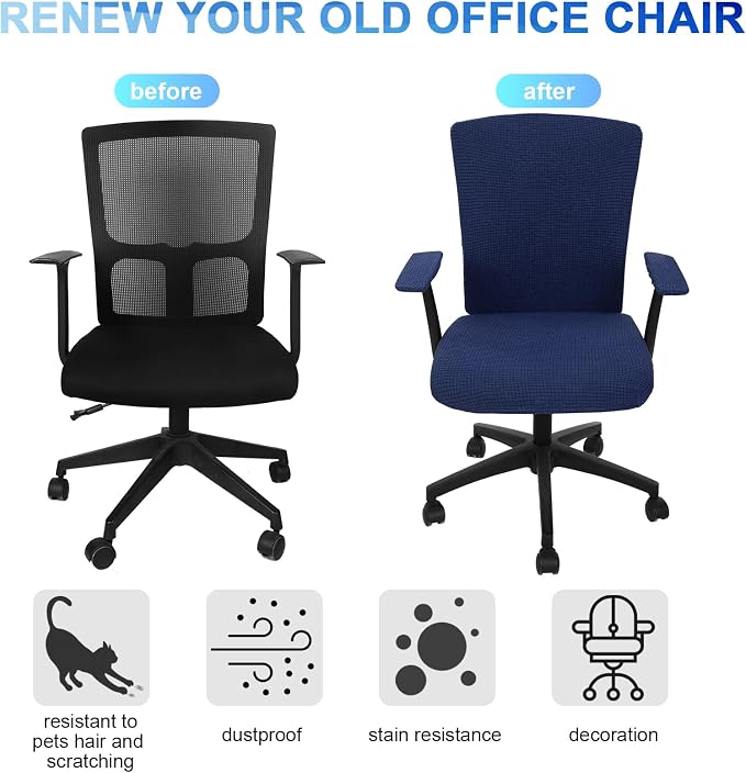 Tallew 4 Pcs Office Chair Covers Set Computer Universal Protective Stretchable - Image 3