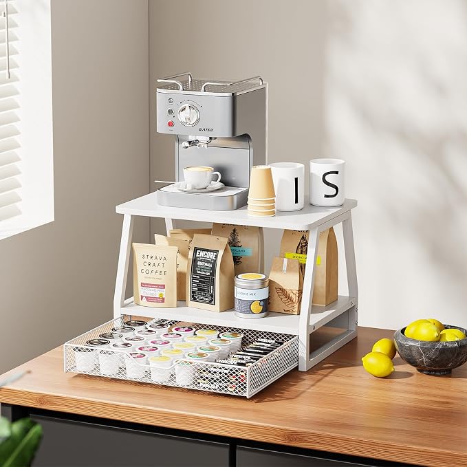 2-Tier Printer Stand with Storage, Desktop Organizer with Drawers - Image 4