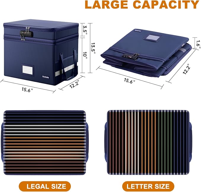 DocSafe File Box with Lock, Large Portable Home Office Filing Safe - Image 5
