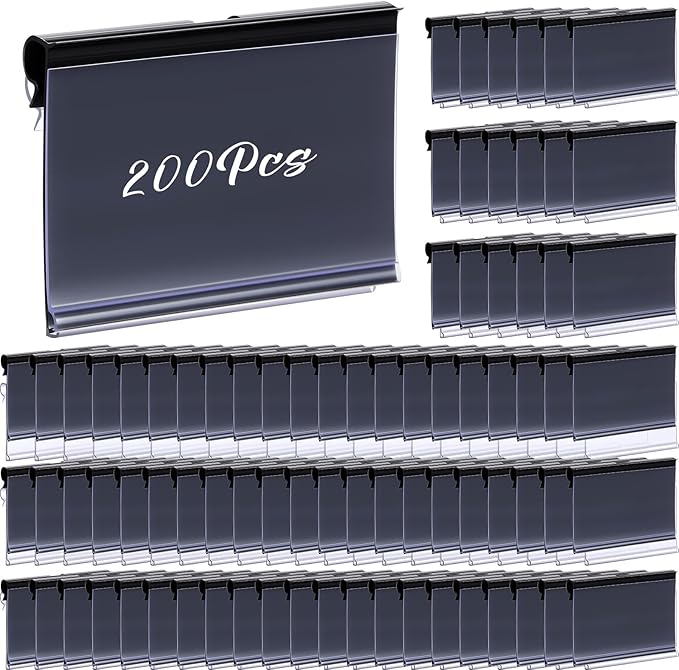 Tatuo 200 Pcs Reusable Plastic Wire Shelf Label Holders, Price Card Sign by Tatuo
