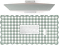 Scalloped‌ Sage Green Checkered Desk Mat Cute Pastel Large Gaming Mouse Pad by Unknown