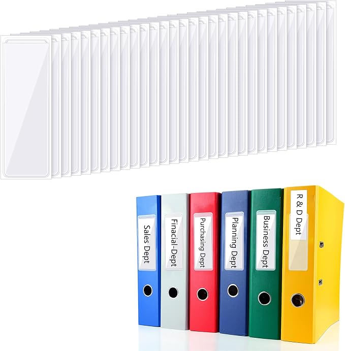 Chinco 120 Pcs Label Holders Clear Self Adhesive Pockets 1x3 Inch Binder Labels by Chinco