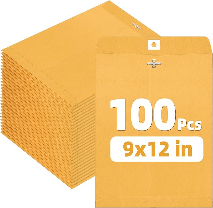 SUNEE 9"x12" Envelopes, 28-lb Heavyweight Kraft Paper, by SUNEE