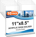 EHWINE 10 Pack Acrylic Sign Holder 8.5 x 11 Horizontal, Double-Sided Stand up by EHWINE