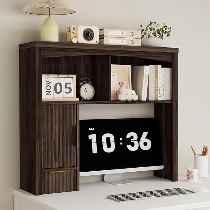 Desktop Shelf, Wooden Desk Hutch by Homiflex