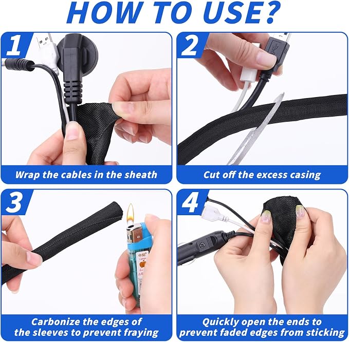 30FT Split Braided Sleeve Cable Management, 1/2 Inch Wire Loom Tubing Cord - Image 9