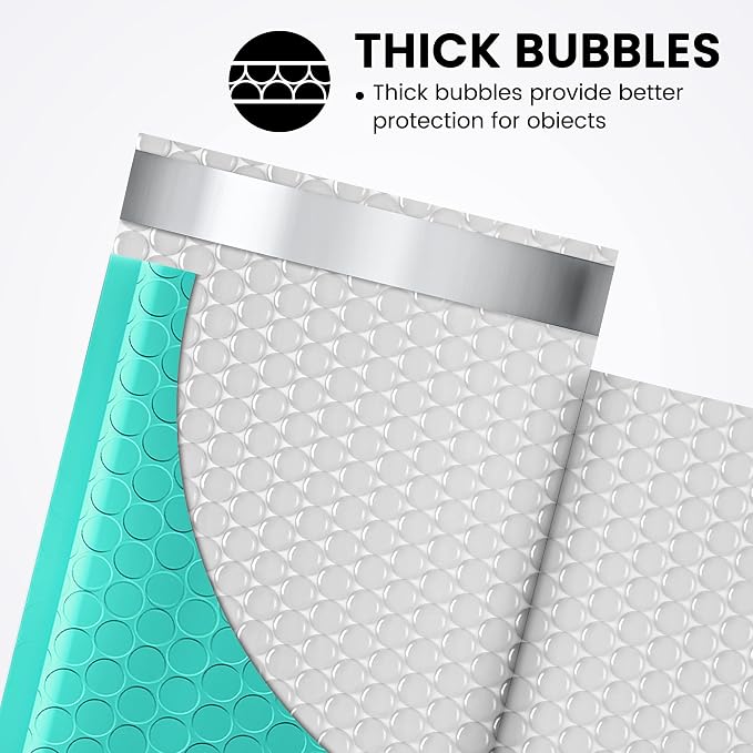 Fuxury Small Bubble Mailers 4x8 Inch 500 Pack, Teal Bubble Mailer, Self Seal - Image 3