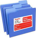 Staples File Folders, Letter Size, 1/3‑Cut Top Tabs, Durable 10.5‑Point Paper by Staples
