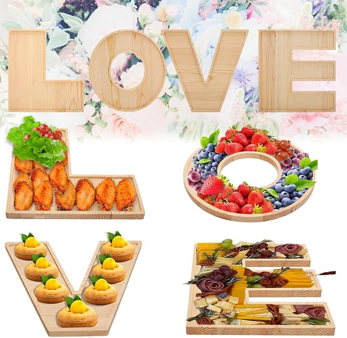 4PCS Larger Charcuterie Letter L O V E fillable Trays, 12Inch Letter Trays by MRPAPAMakeLifemoreEasy