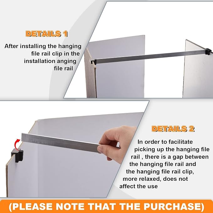 Epakh 12 Pcs Metal Adjustable File Cabinet Rails Set Include 8 Hanging Divider - Image 5