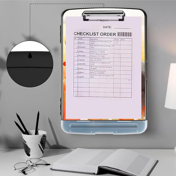 Clipboard with Storage, Heavy Duty Plastic Storage Clipboard with Low Profile - Image 4