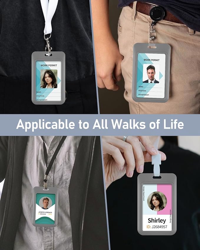 Uniclife 1 Pack Sliding ID Badge Holder Vertical Hard Plastic Case - Image 5