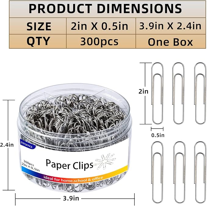 Colored Jumbo Paper Clips, 2 Inch, School and Office Use - Image 2