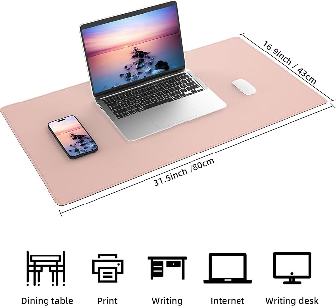 AFIING Cork Desk Mat, 31.5" x 17", Desk pad Protector | Dual-Sided Cork & PU - Image 2