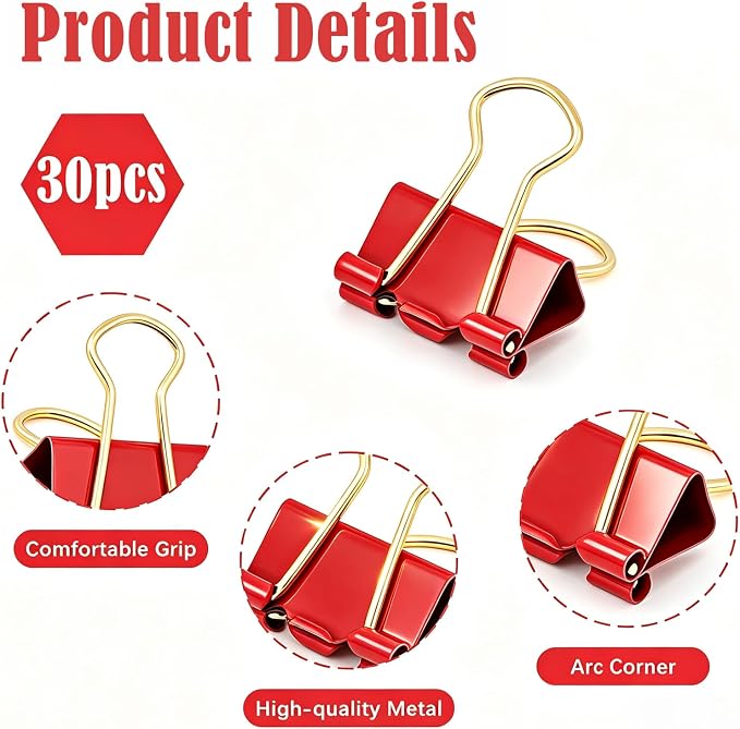BAYTORY 40Pcs Binder Clips Colored, Binder Clips Assorted Sizes, - Image 4