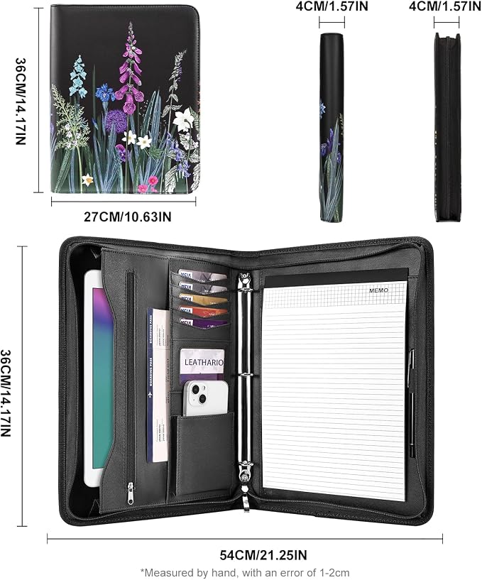 Leathario Portfolio Binder, Includes 5 Folder Index Dividers and 3 Notepads - Image 2