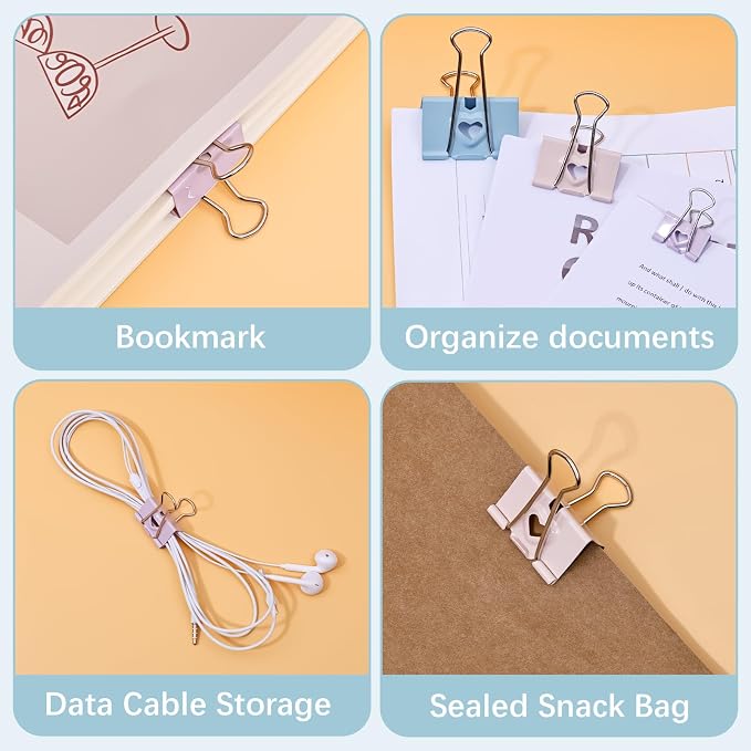 BAYTORY 12Pcs Pastel Binder Clips, 2 Inch Extra Large Binder Clips, - Image 4