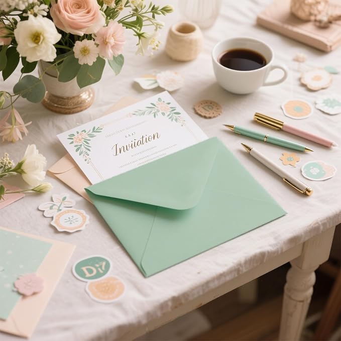 A7 Envelopes 100 Pack Sage Green Envelopes 5x7 V-shaped Flap, Suitable - Image 6