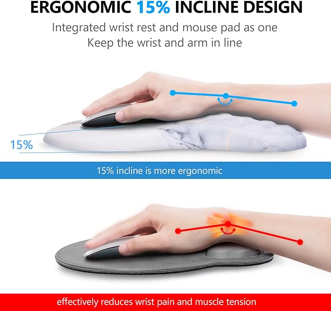 Mouse Pad Wrist Support, Laokiiy 2 in1 Keyboard Wrist Rest+ Ergonomic Mouse Pad - Image 2