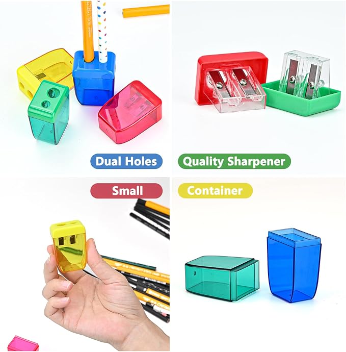 24Pcs Pencil Sharpener Manual, Small Dual Hole Pencil Sharpeners Bulk - Image 4
