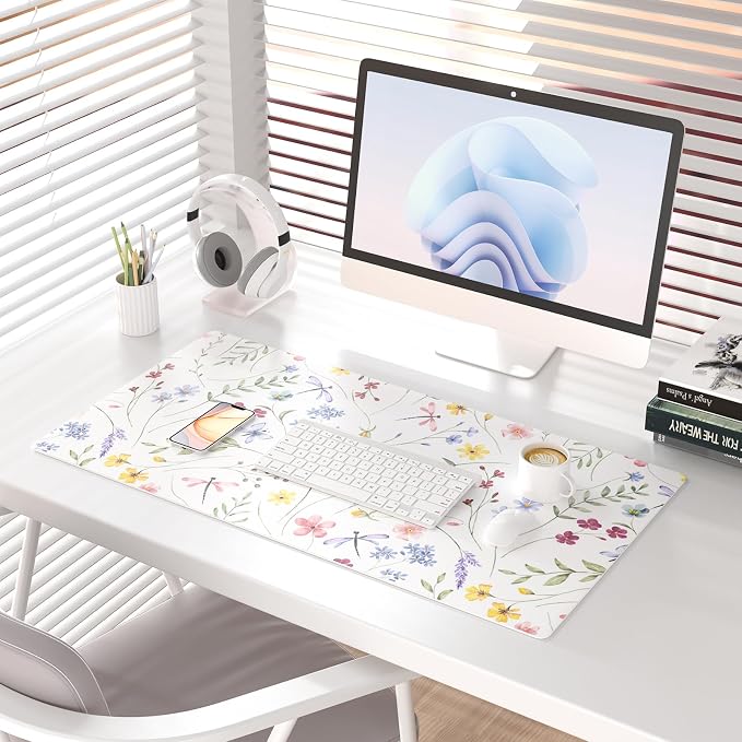 Colorful Star Large Mouse Pad, Floral Waterproof Office Desk Mat, Non-Slip - Image 2