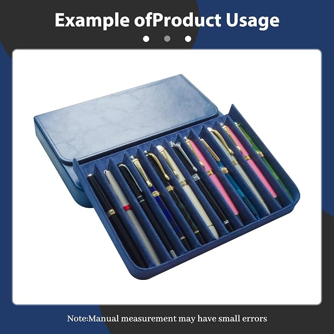 PU Leather 12 Fountain Pen/Pencil Tray Case Organizer, Fashion Design, Magnetic - Image 4