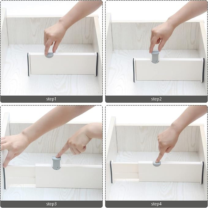 TENABORT Set of 8 Adjustable Drawer Dividers Organizer Separators Plastic - Image 6