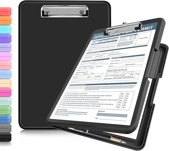 ANZNKU Clipboards with Storage, 13x9.6 Heavy Duty Nursing Clipboard Foldable by ANZNKU