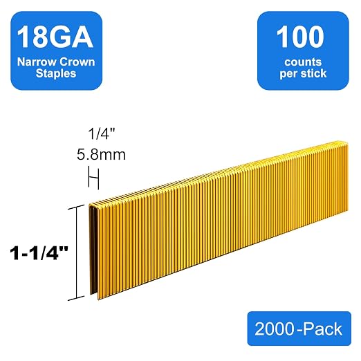 18 Gauge 1/4" Narrow Crown Staples 1-1/4" Leg Galvanized 2000 Pack - Image 3