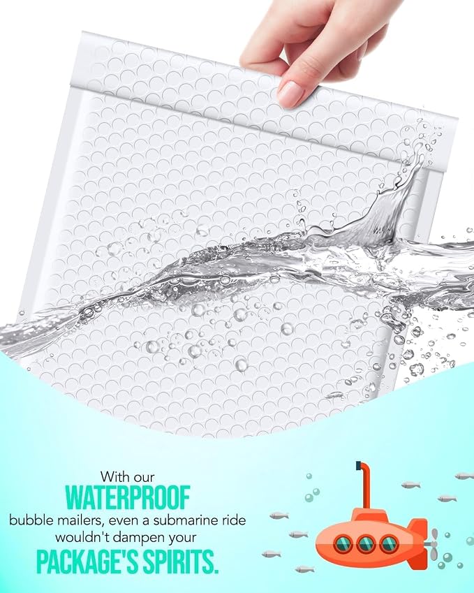 GSSUSA White Bubble Mailers 8.5X12 Inches 500 Pack, Padded Poly Bubble Mailer - Image 5
