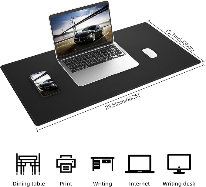AFIING Cork Desk Mat, 23.6" x 13.7", Desk Pad Protector | Dual-Sided Cork & PU - Image 2