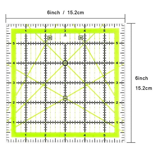 UOOU Quilting Ruler 1 Pack, Square Quilting Rulers Fabric Cutting Ruler Acrylic - Image 2