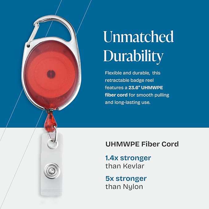 2 Pack ID Badge Holder with Clip – Transparent Red Badge Reels with ID Sleeves - Image 2