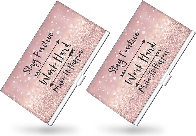 2 Pack Business Card Holder，Color Printing Men's and Women's Business Card by xiviers