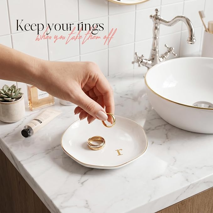 Ceramic Jewelry Tray, Personalized Initial Jewelry Dish - Image 5