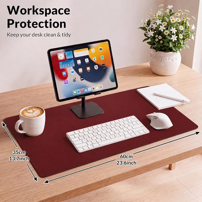AFIING Leather Desk Pad Protector, 23.6" x 13.7", Waterproof, Non-Slip Mouse - Image 2