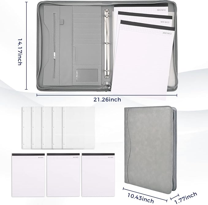 3-Ring Padfolio Portfolio Binder Organizer, PU Leather Folder Binder Business - Image 4