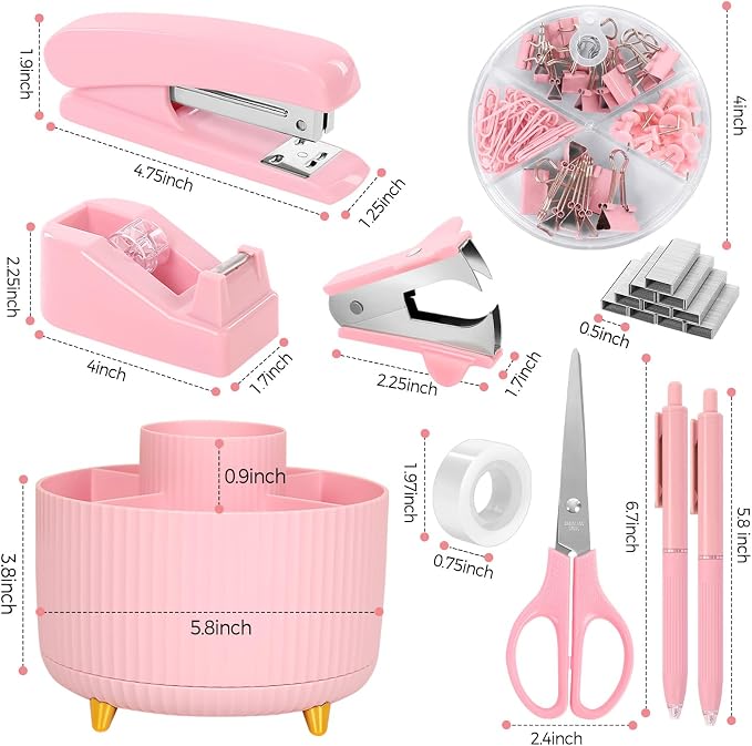 SKYDUE Pink Office Supplies Set, Pencil Holder - Image 6