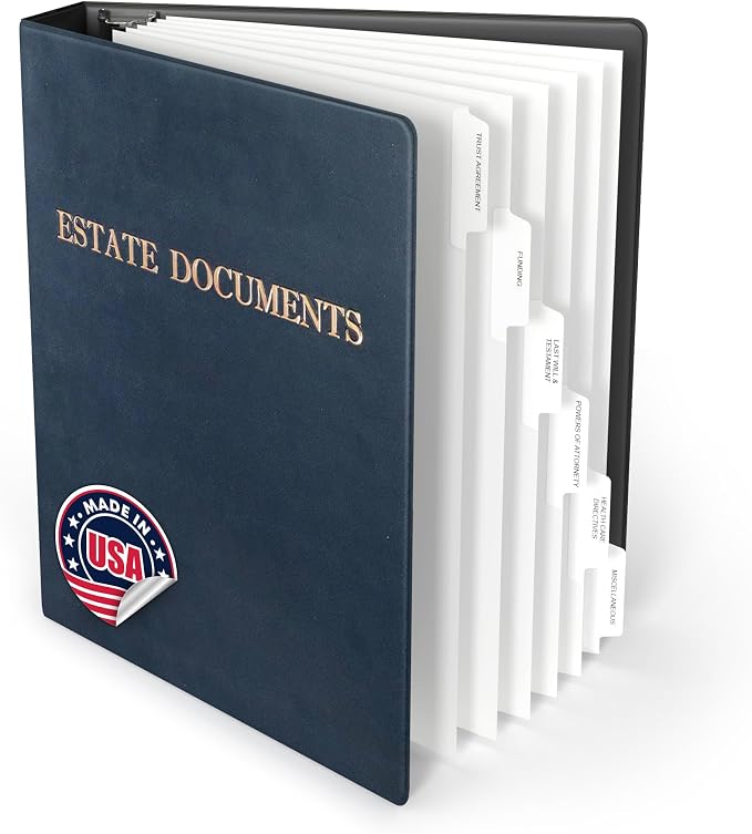 TRS Estate Planning Binder Kit – Pre-Labeled Tabs, Sheet Protectors | 1.5" by ThreeRingSystems