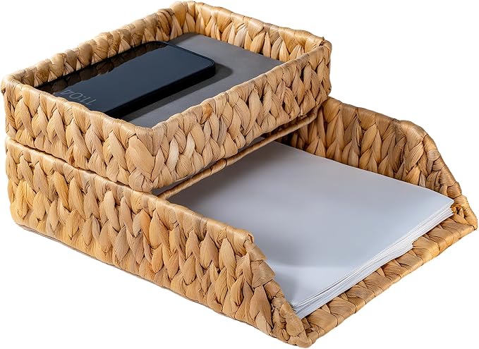 PINXIURY Woven Water Hyacinth Paper Organizer by PINXIURY