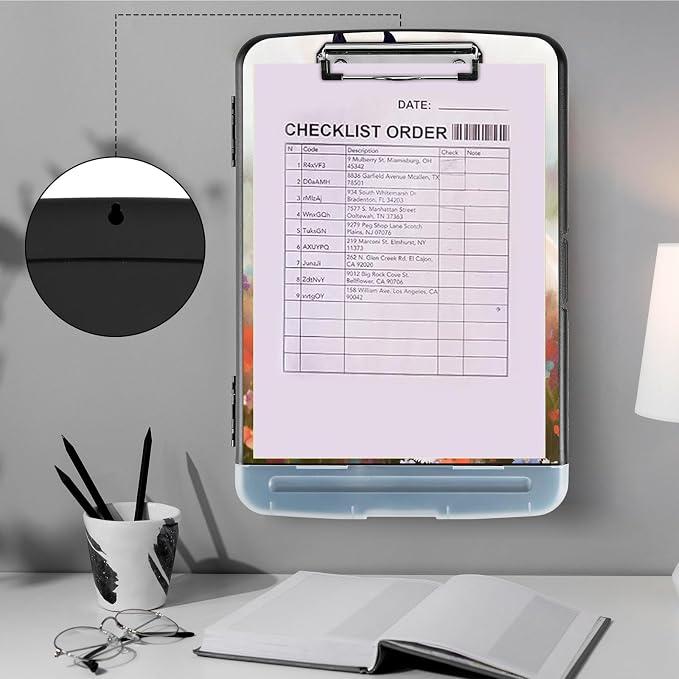 Clipboard with Storage, Heavy Duty Plastic Storage Clipboard with Low Profile - Image 4