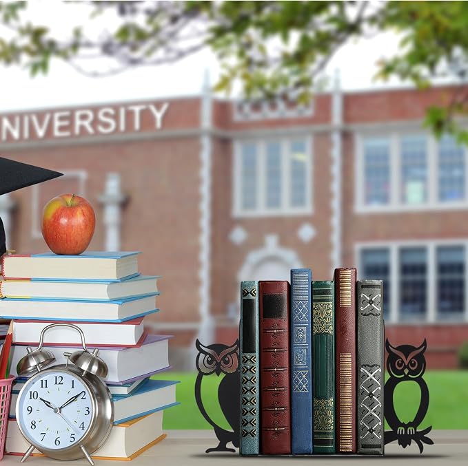 Geelin Owl Bookends for Shelves Decorative Metal Book Ends Set of 2 Styles - Image 6