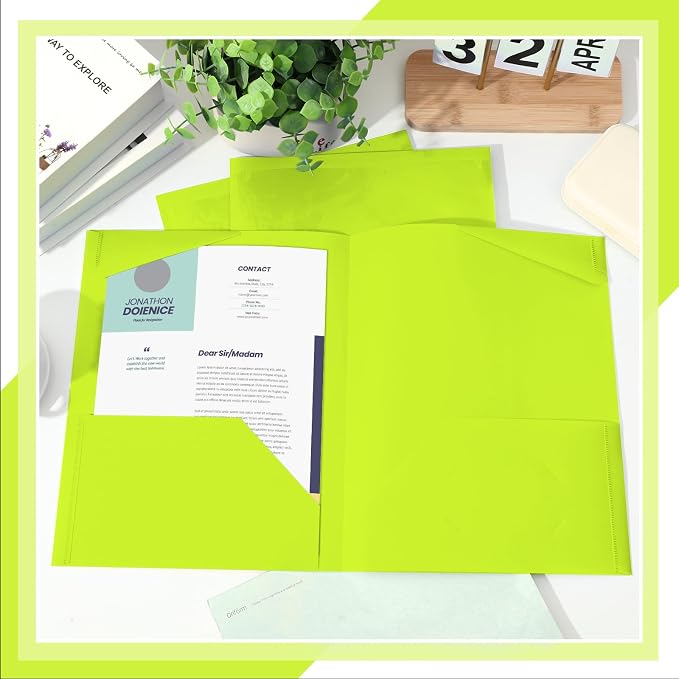 Henoyso 18 Pack Fluorescent Green Plastic Folders - Image 4