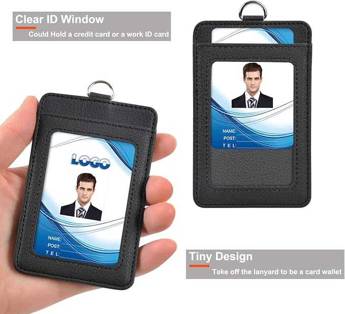 2 Pack PU Leather ID Badge Holder, Life-Mate ID Badge Holder - Image 2
