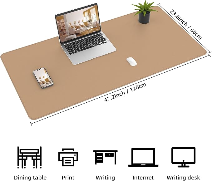 AFIING Cork Desk Mat 47" x 23.6", Dual-Sided Natural Cork & PU Leather Desk Pad - Image 2