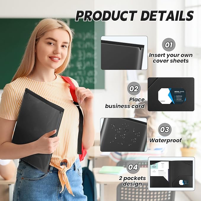 Henoyso 36 Pack Black Plastic Folders - Image 3