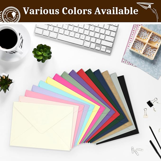 100 Pack A7 Envelopes, Rose Greeting Card Envelopes Self Seal, 5.24 x 7.24 in - Image 7