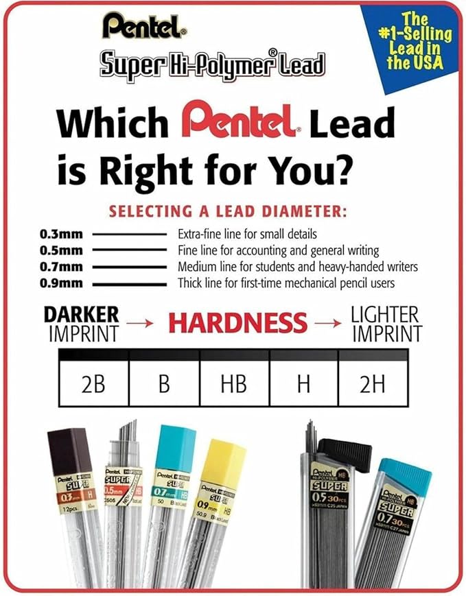 Pentel Super Hi-Polymer Lead Refills, 90 Pieces - Image 3