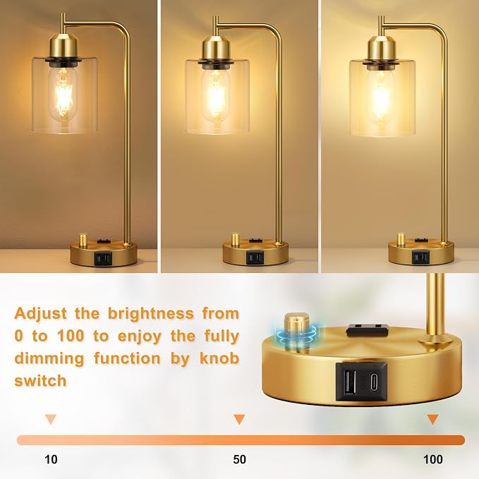 Innqoo Gold Table Lamp for Bedroom - Image 4